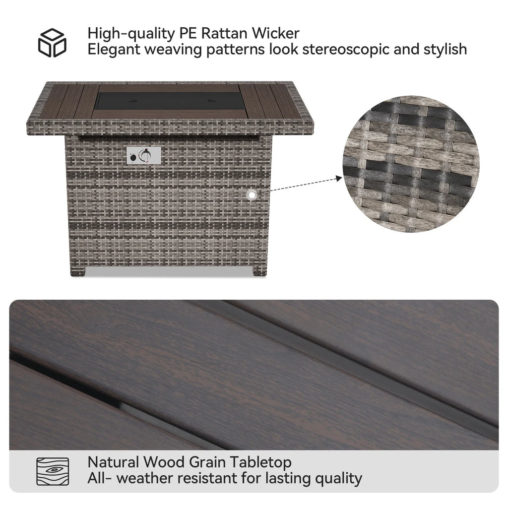 40'' 50,000 BTU Propane Gas Fire Pit Table with Cover C551