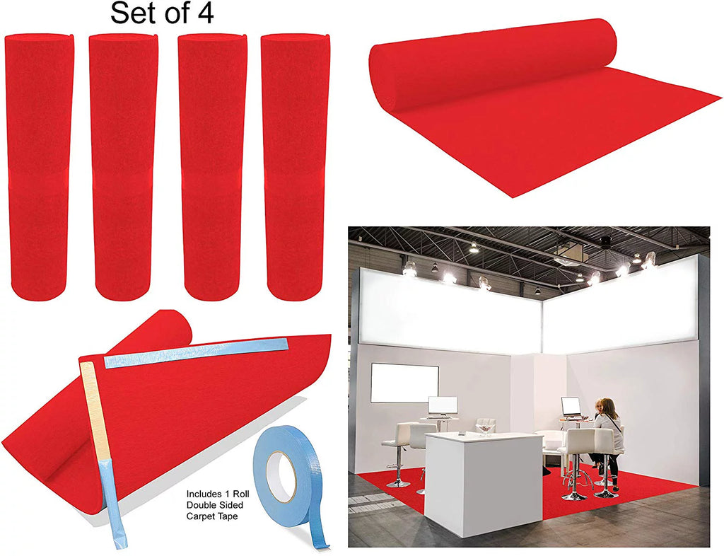 Trade Show Booth Display Flooring Carpet Rugs Set of 4 and Double Sided Carpet Tape A24935