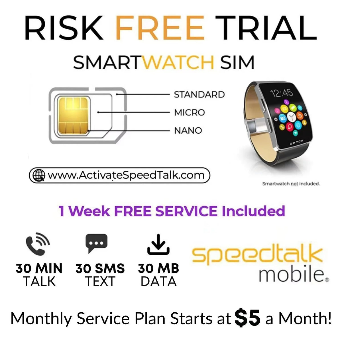 Black Smart Watch with 4G SIM GPS Video Call Pedometer X404