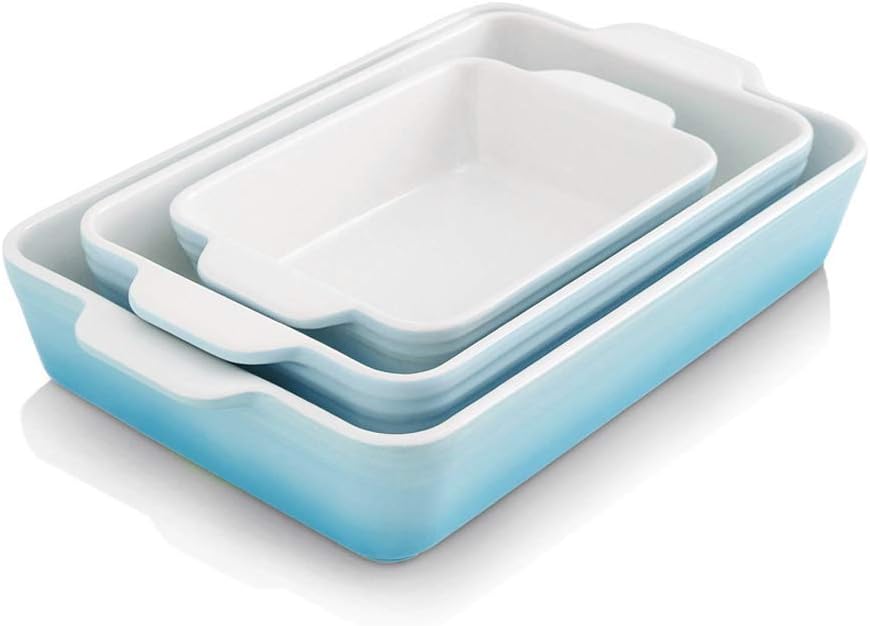 White 3-Piece Ceramic Baking Dish Set Y5673