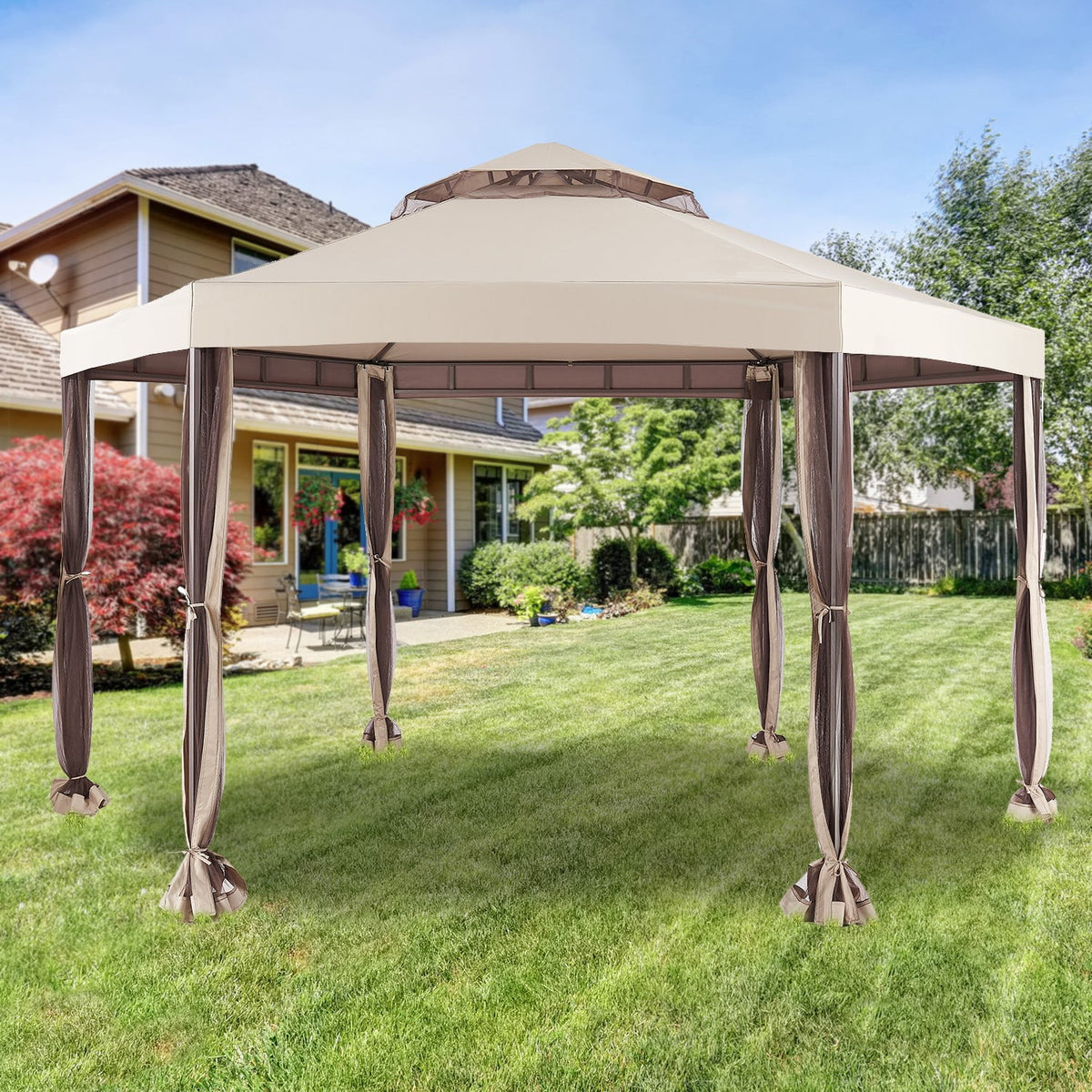 Replacement Canopy Top Cover for Hexagon Gazebo D48465