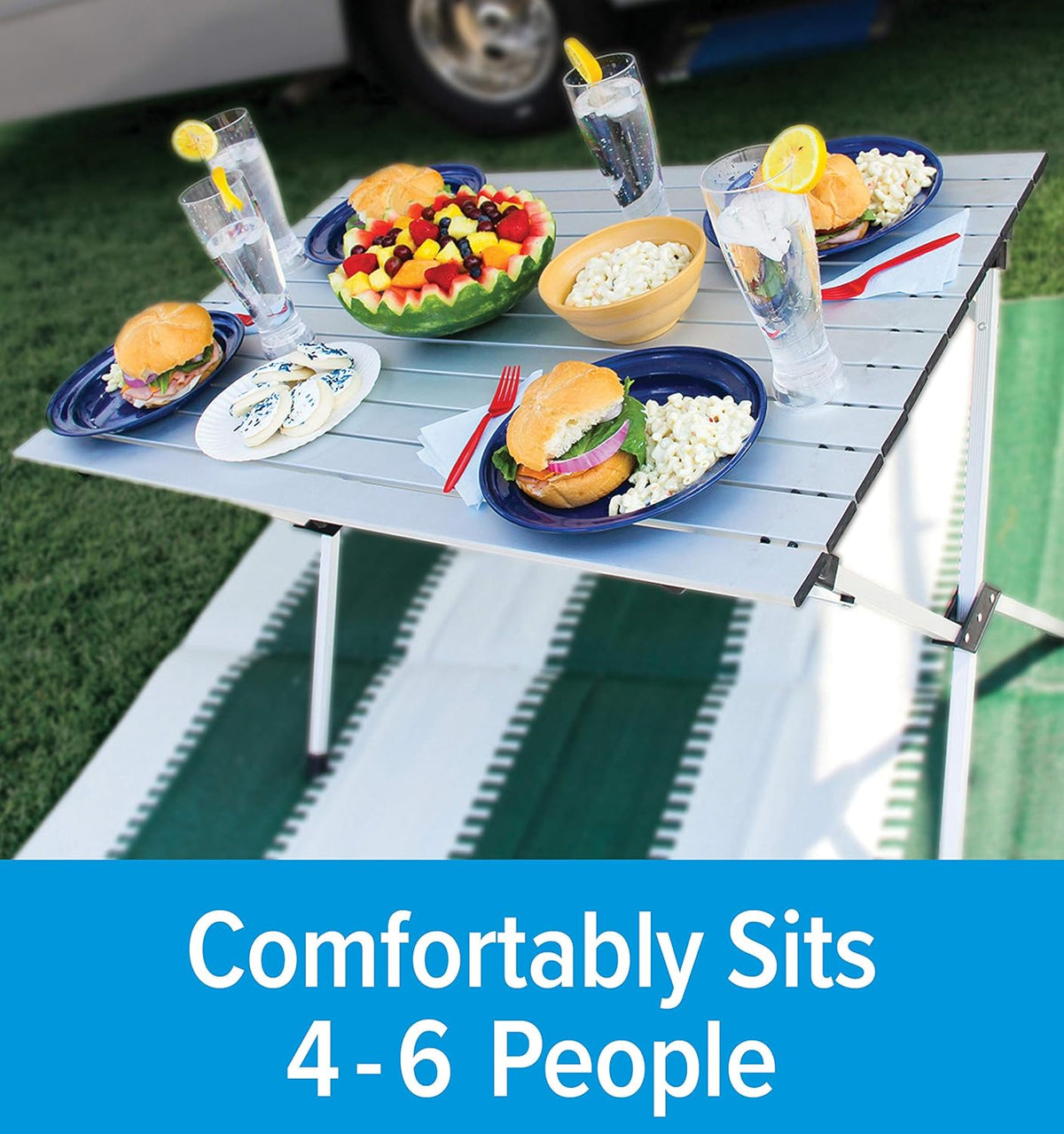Aluminum Roll-Up Campsite Table with Carrying Bag A725572