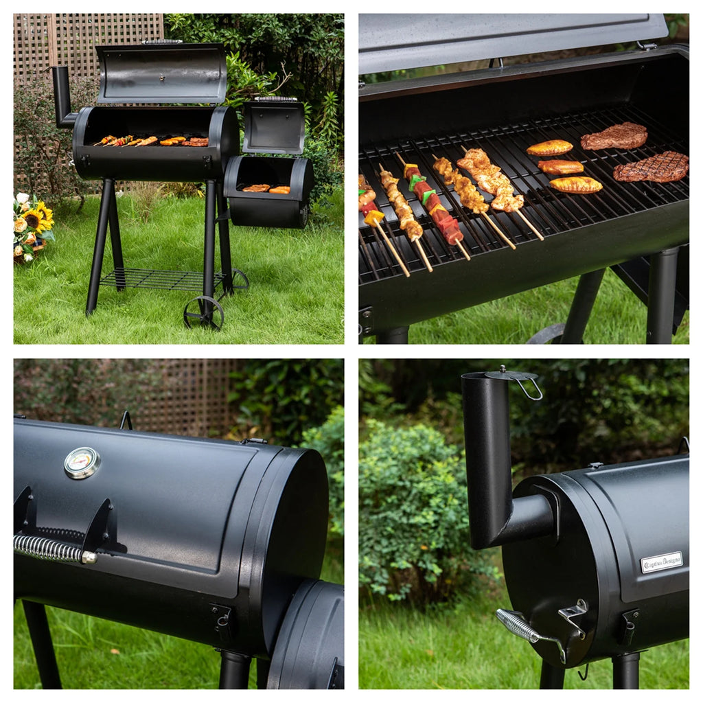 28'' BBQ Charcoal Grill with Offset Smoker J385