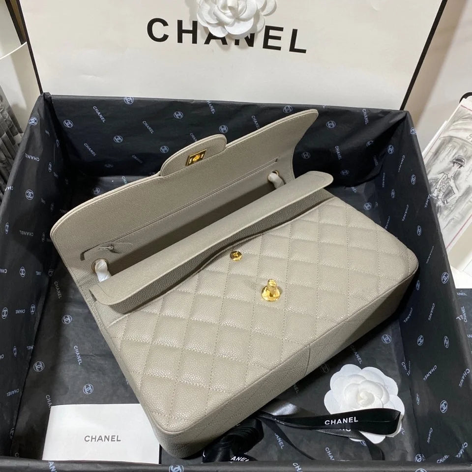 Large Classic Handbag Gold Hardware Grey 11.8in/30cm I139848