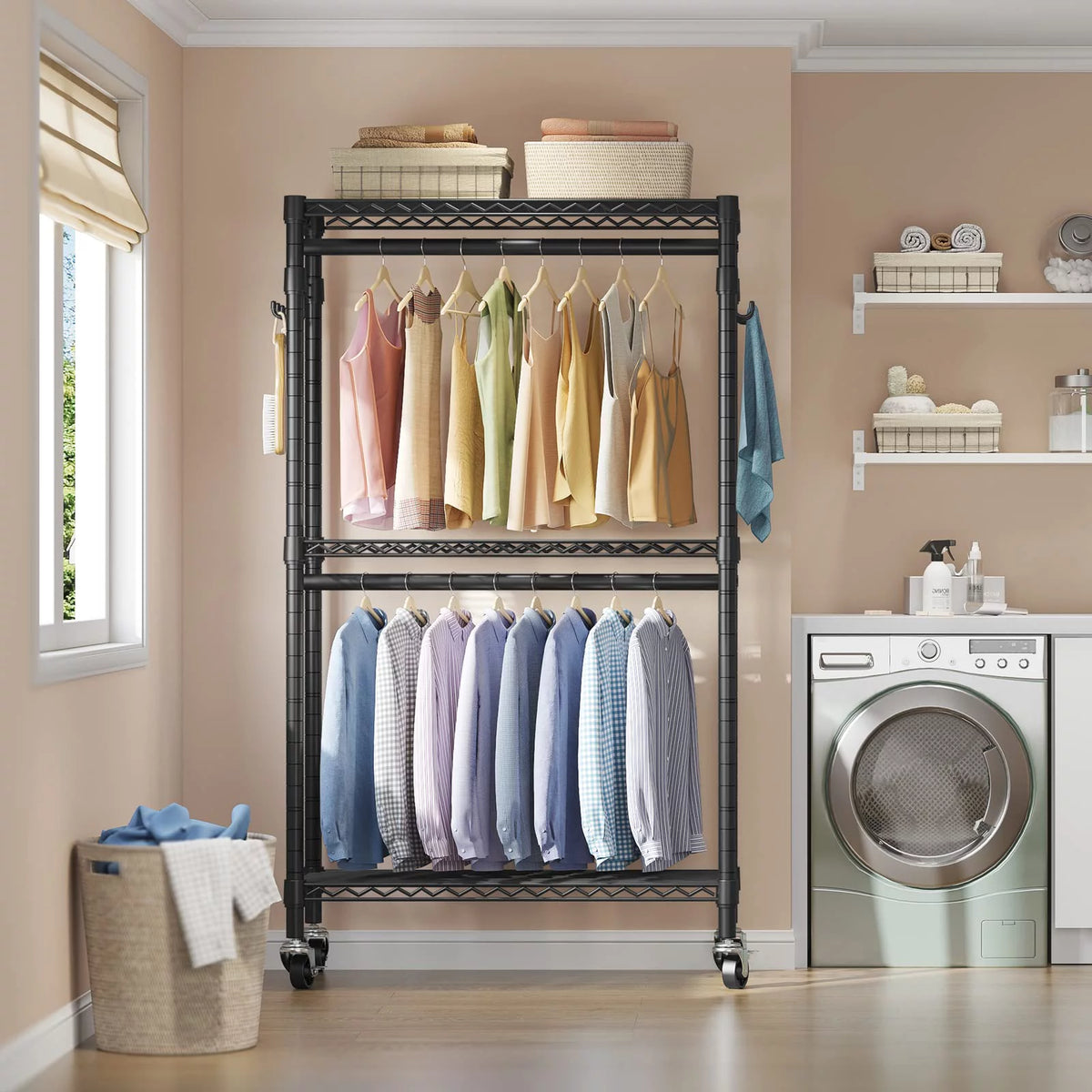 Black Rolling Clothes Rack E1578