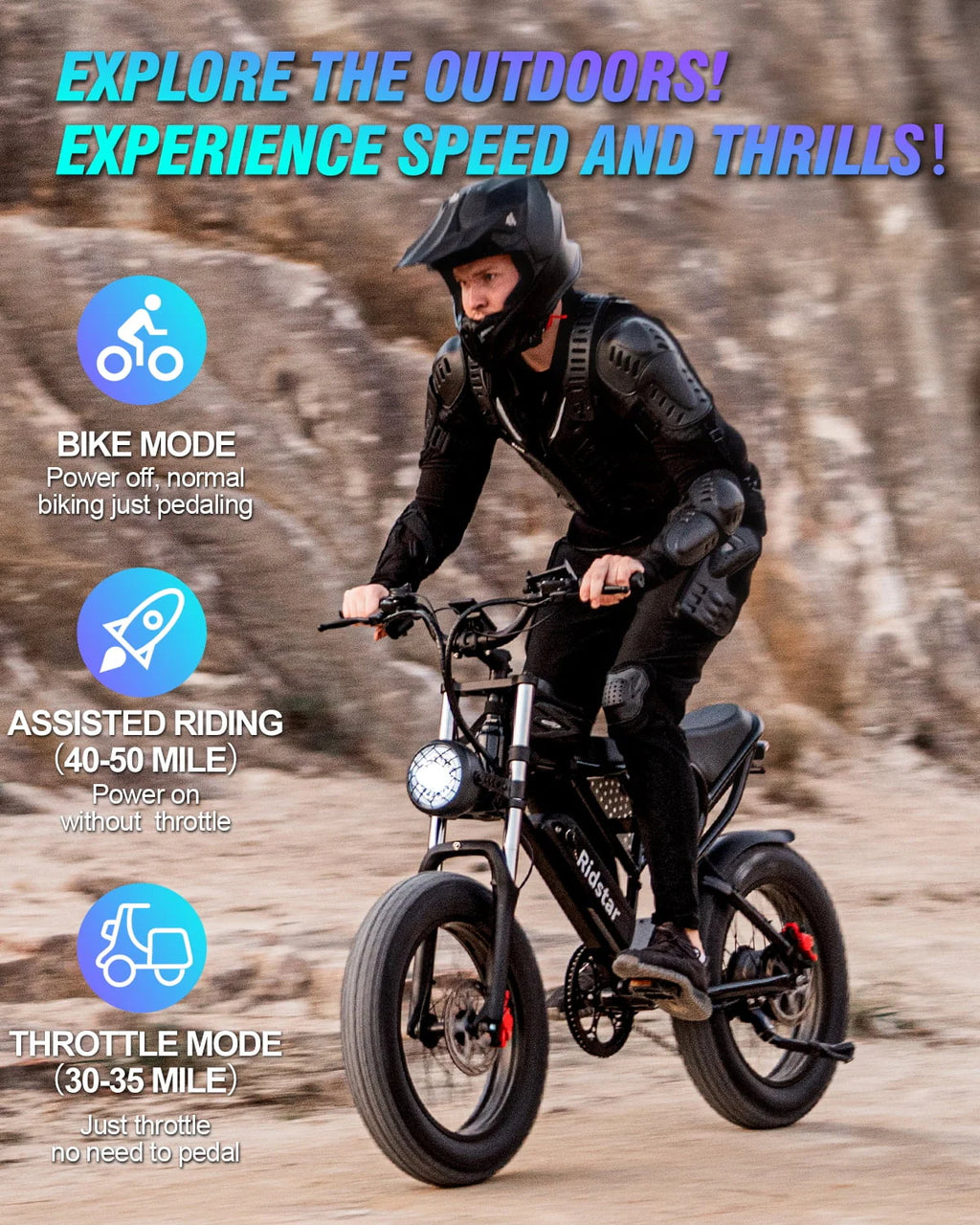 1000W Fat Tire Electric Bike with Removable Battery H323803