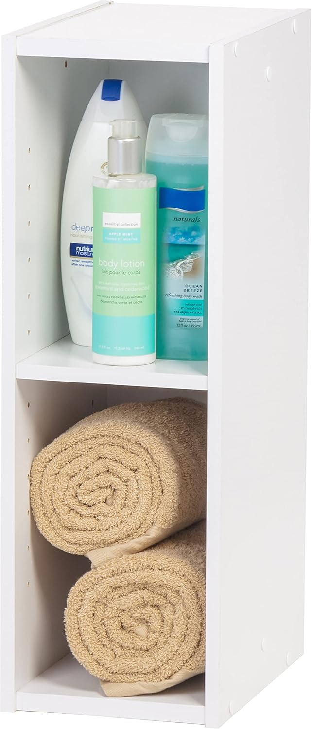 White 2 Shelf Stackable Bookcase S401