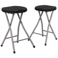 Foldable Stool with Black Plastic Seat and Titanium Frame R24124