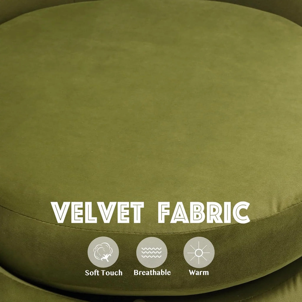 Green Velvet Swivel Barrel Chair J564