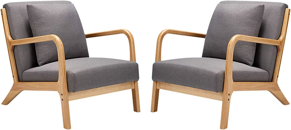 Gray Upholstered Accent Chair Set of 2 R319