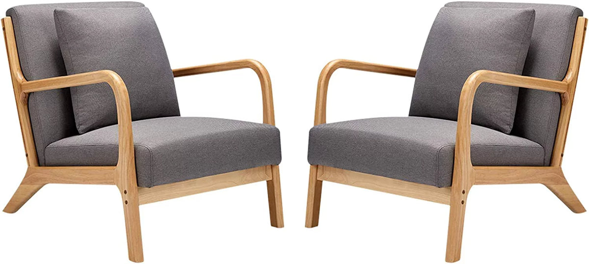 Gray Upholstered Accent Chair Set of 2 R319