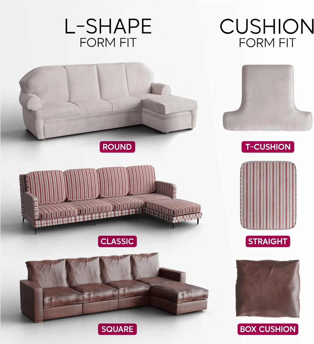 Cream L-Shape Sofa Slipcover M869562