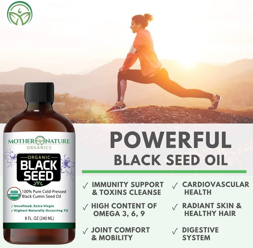 USDA Organic Black Seed Oil Glass Bottle 16 O C801073