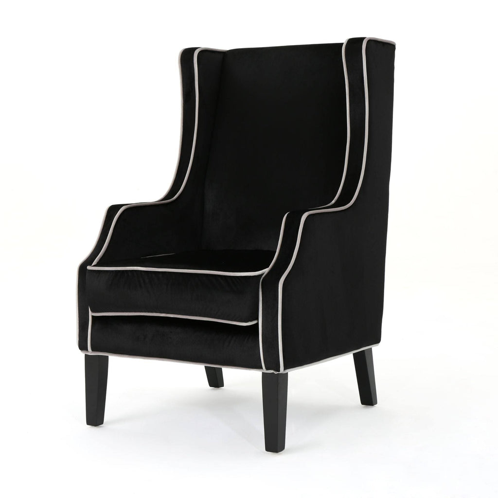 Black Traditional High Winged Back Club Chair K7558