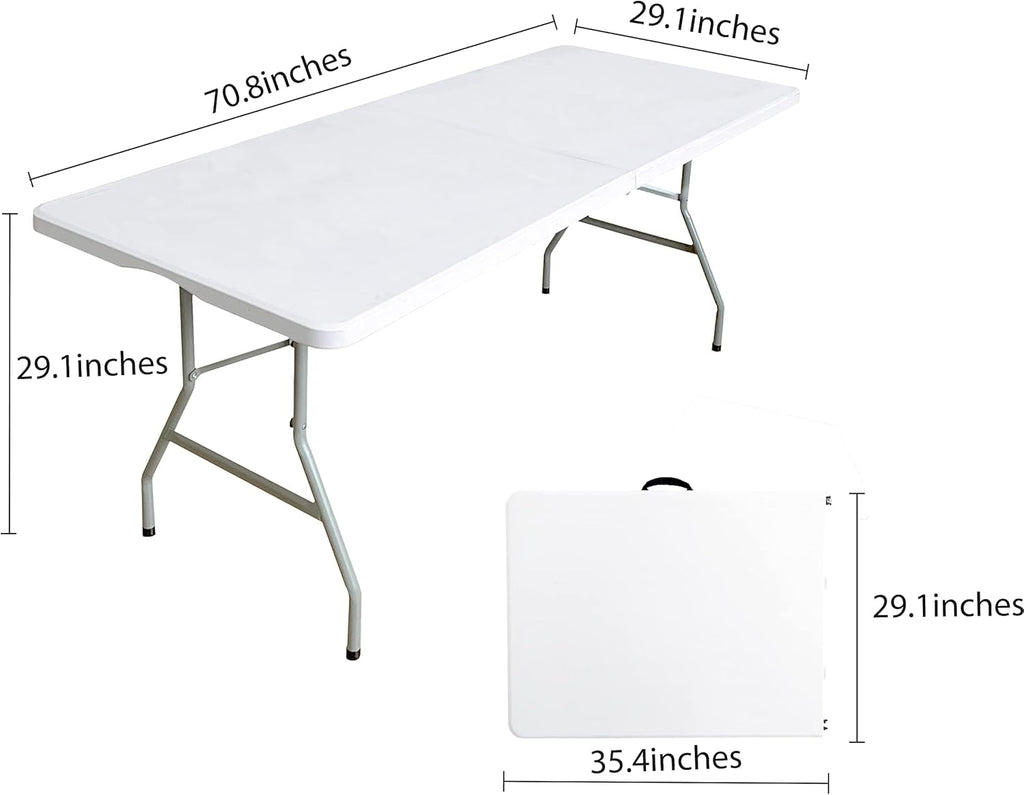 6 ft Folding Plastic Table with Handle J679619