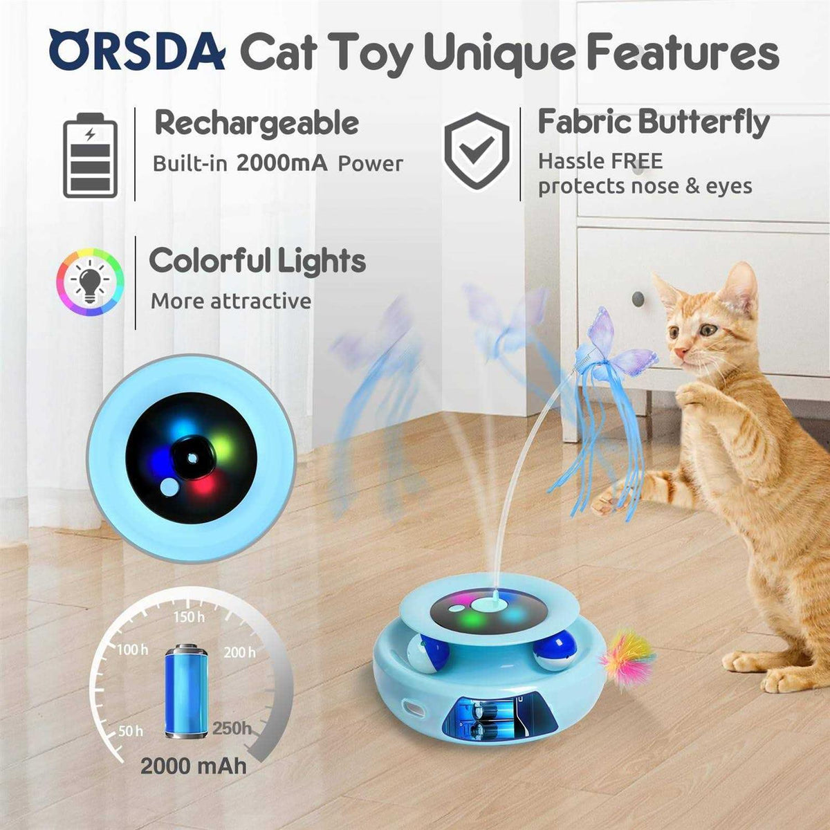 3-in-1 Rechargeable Interactive Cat Toys A876