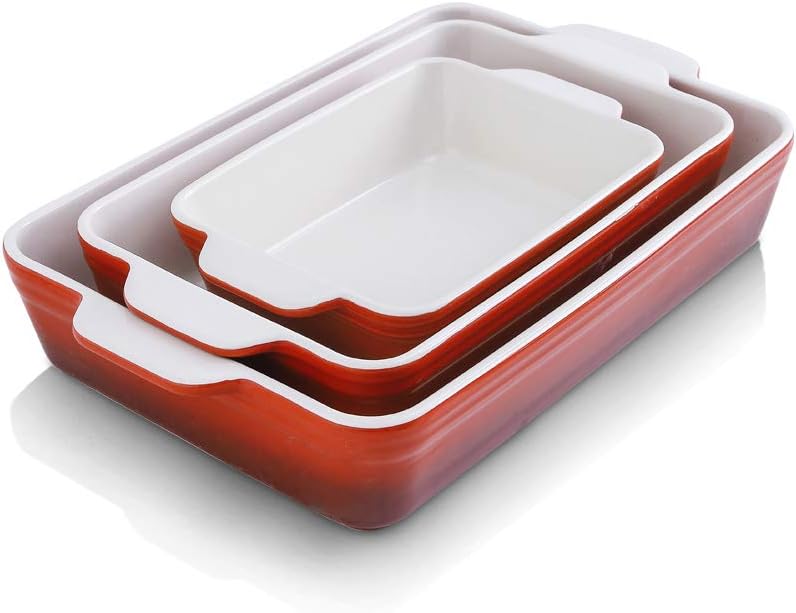 White 3-Piece Ceramic Baking Dish Set Y5673