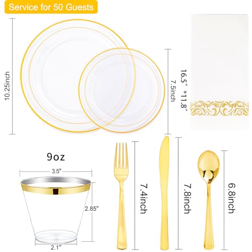 350Pcs Gold Dinnerware Set for 50 Guests O226814