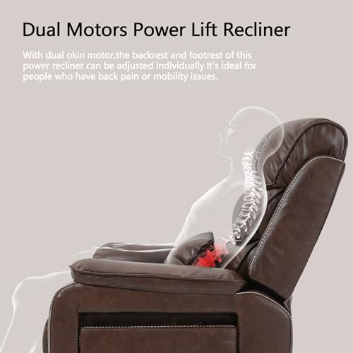 Power Lift Recliner with Massage and Heat, Dual Motor, 2 Remote Controls S11643