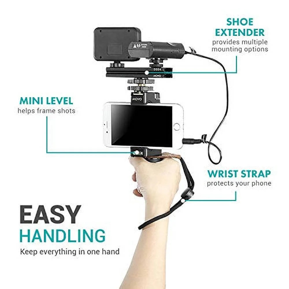 Smartphone Video Kit with Grip Rig, Wireless Lavalier Microphone, LED Light & Wireless Remote X747229