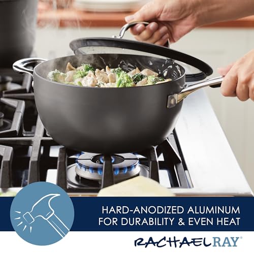 4.5 Quart Black Hard Anodized Nonstick Saucier Pan with Lid U6315