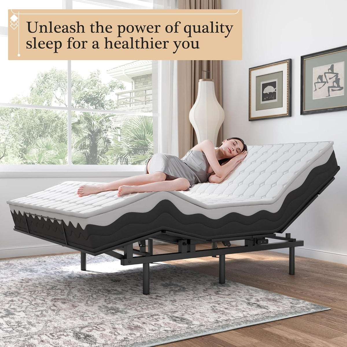 Adjustable Bed Frame with Wireless Remote and Zero Gravity I491546