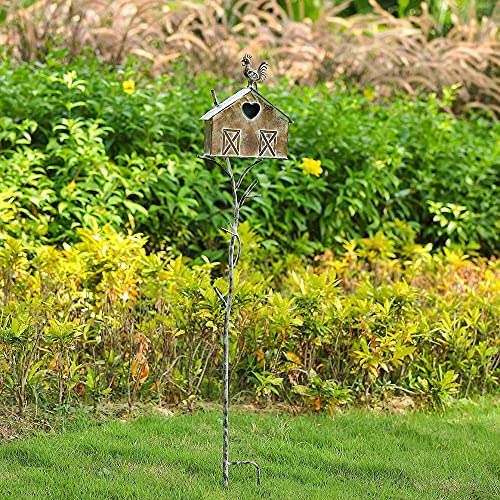 Large Freestanding Metal Bird Houses with Pole E356