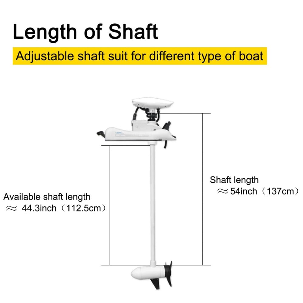 White 12V 55LBS 54inch Electric Bow Mount Trolling Motor with 2.4G Remote Control J54374