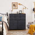 Black 12 Drawer Fabric Storage Dresser with Wood Top B35122