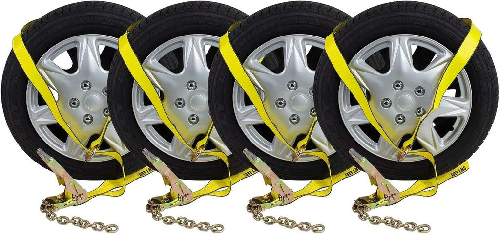 (4 Pack) 2 x 12' Ratchet Strap with Chain Anchor Z896