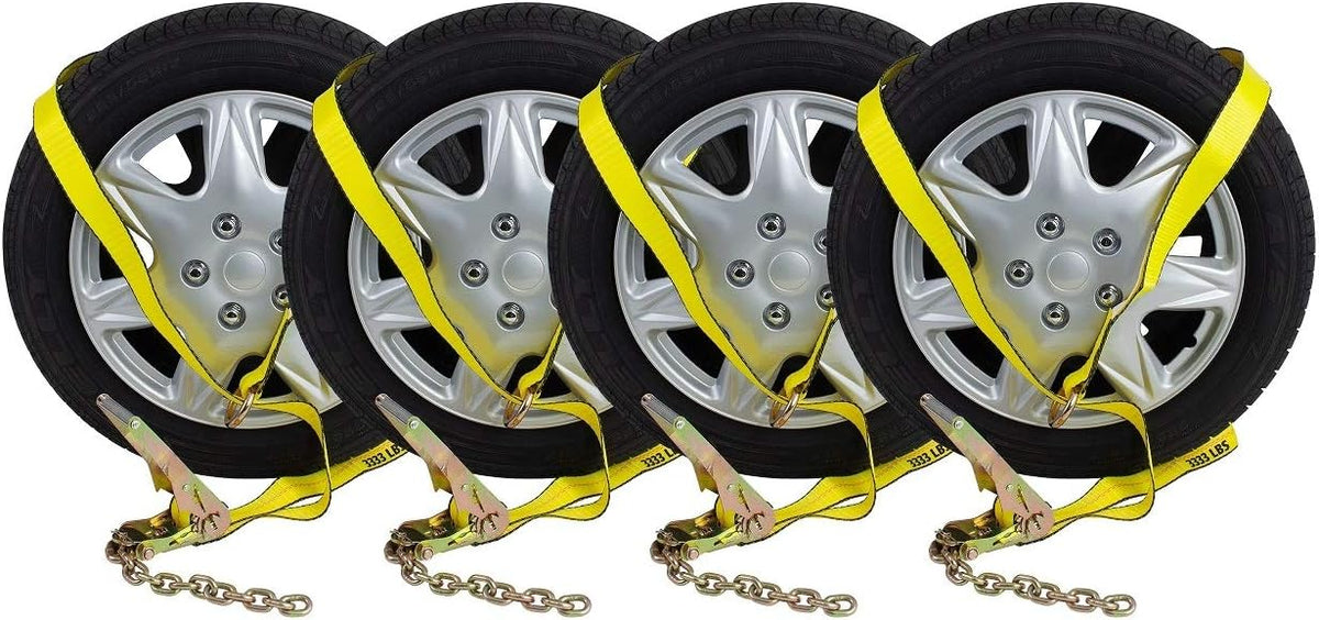 (4 Pack) 2 x 12' Ratchet Strap with Chain Anchor Z896