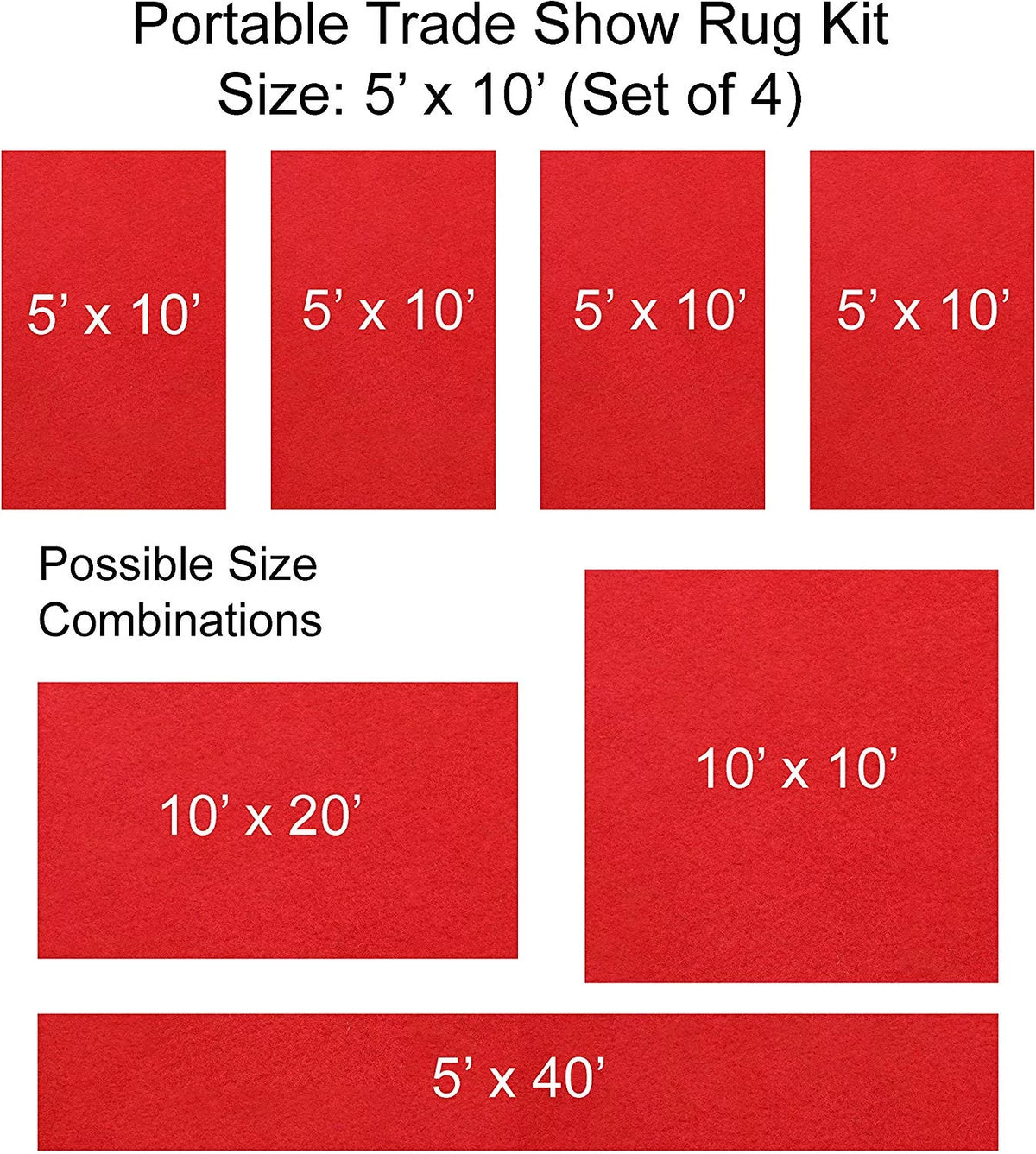 Trade Show Booth Display Flooring Carpet Rugs Set of 4 and Double Sided Carpet Tape A24935