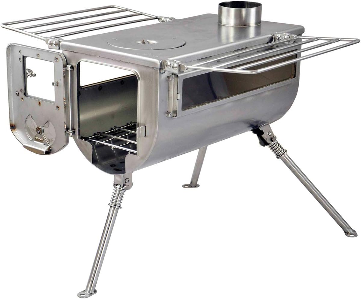 Portable Wood Burning Tent Stove with Chimney Pipe D962