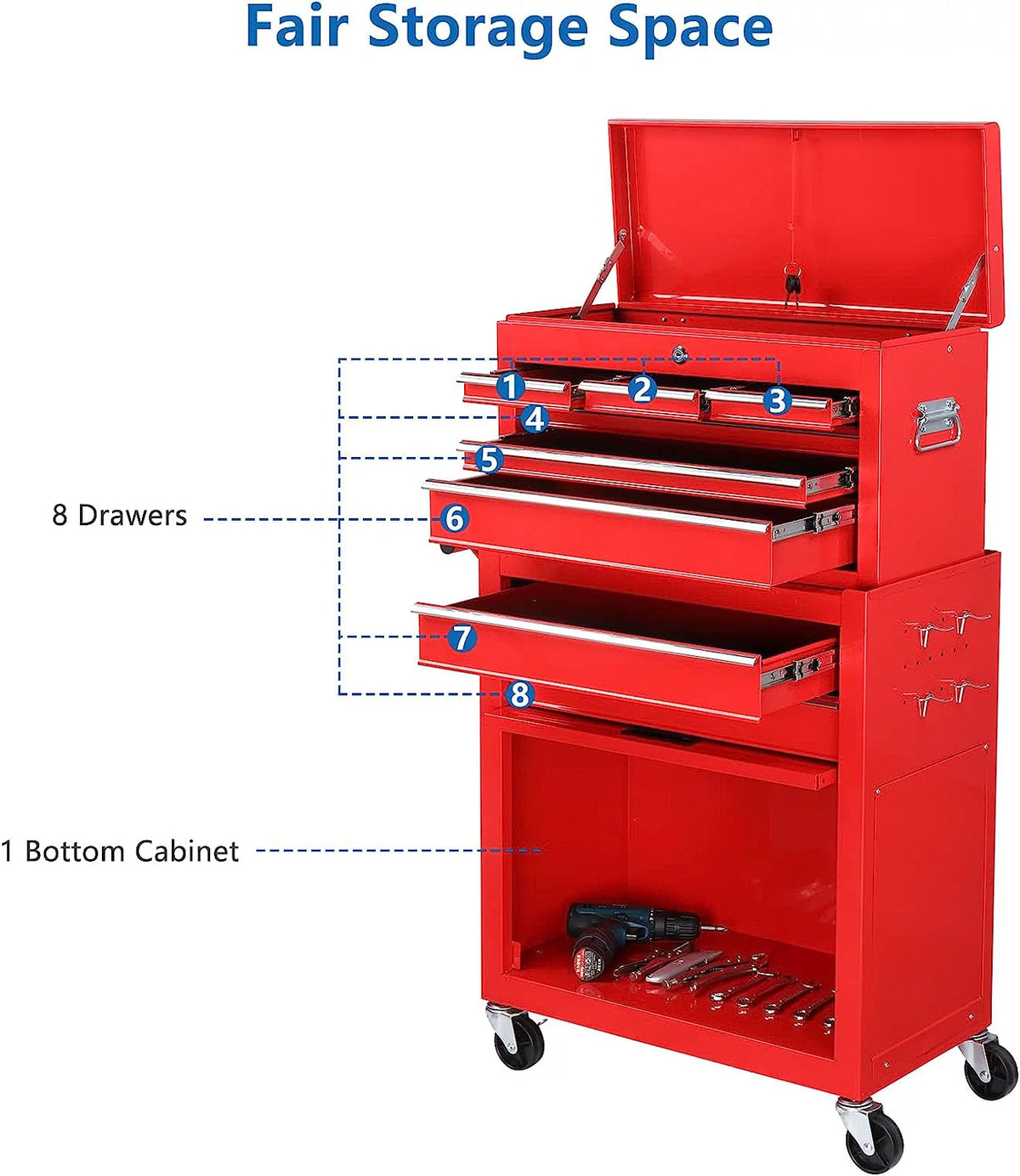 8 Drawer Rolling Tool Chest with Lock I667