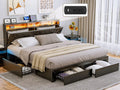 Black King Size Upholstered Platform Bed Frame with 4 Storage Drawers A424751