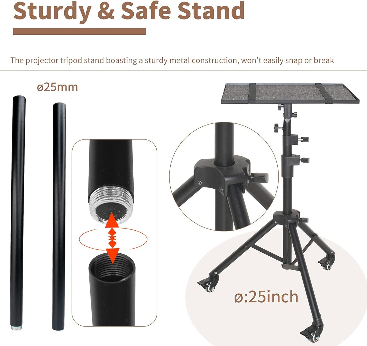 Adjustable Height Metal Laptop Tripod Stand, Pack of 2 D25494