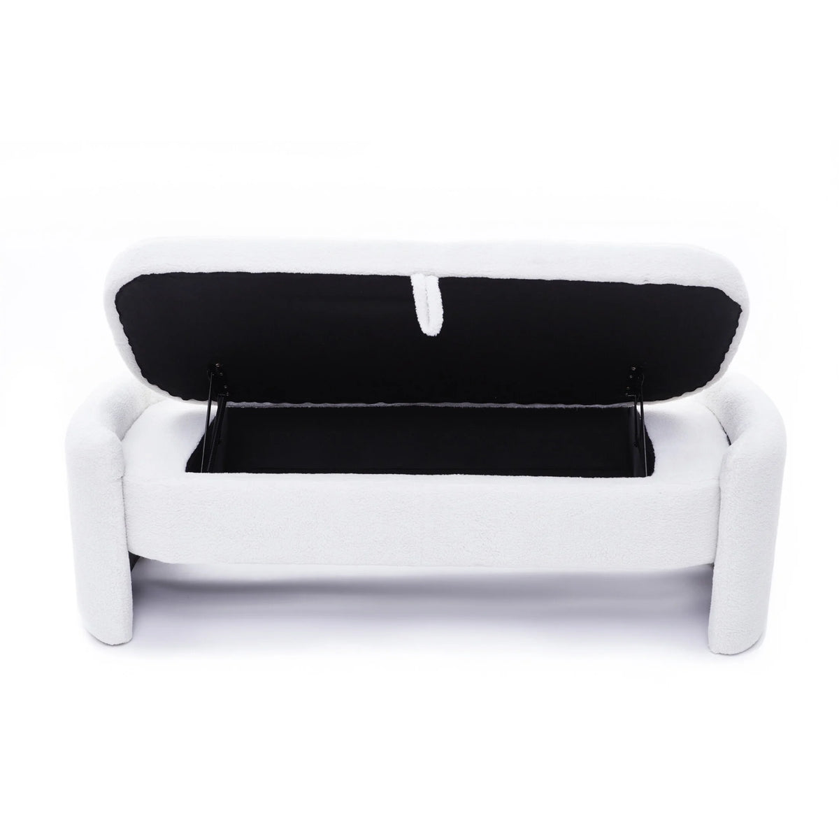 Beige Teddy Fabric Storage Footstool Z751