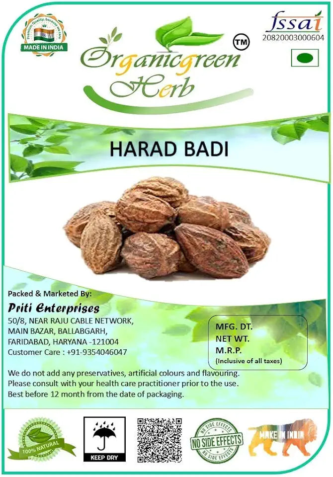 Organic Green Herb 400 GMS Harad Badi Yellow Terminalia Chebula Y91657