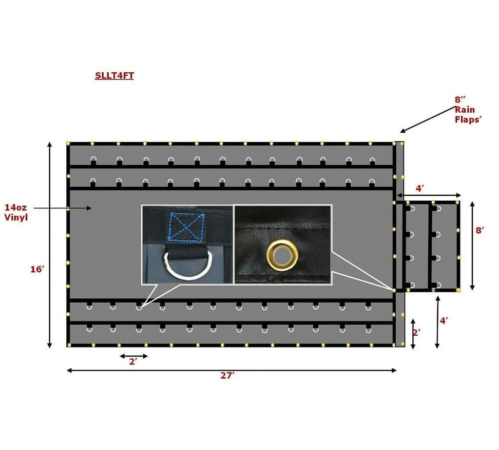 2 Pack 14oz Steel Tarp 16' x 27' with Flap W37075