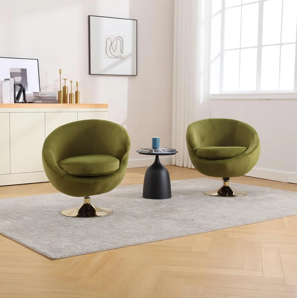 Green Velvet Swivel Barrel Chair J564