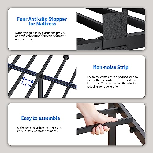 14 inch Full Size Bed Frame with Headboard Heavy Duty Steel Slats Q71197
