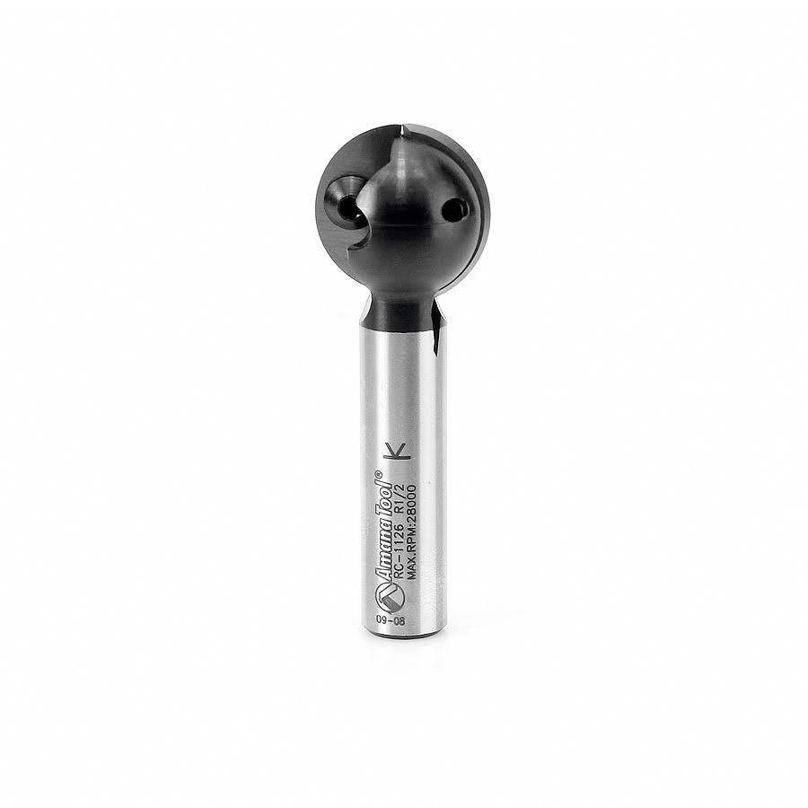 Carbide Tipped CNC Ball End Insert Router Bit 1/2 R x 1 inch D x 1/2 CH x 1/2 SHK E82460