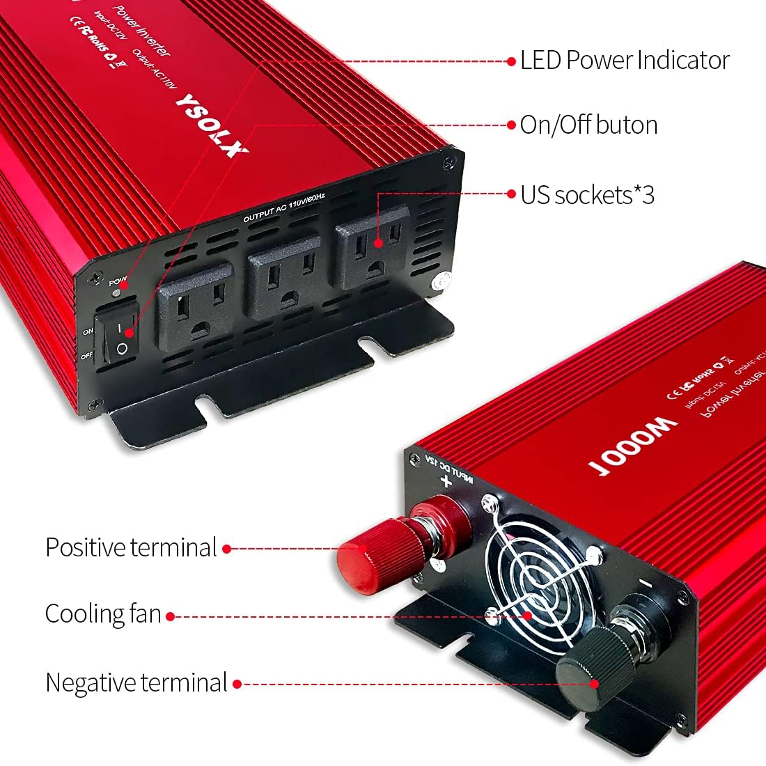 1000 watt Power Inverter with 3 AC Outlets Z733946