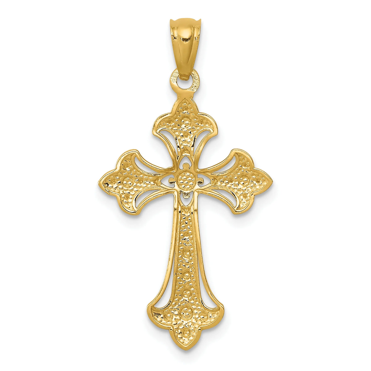 14K Two-Tone Gold Rhodium Plating Diamond-Cut Cross Pendant on 18 Inch Gold Rope Chain Necklace K63510