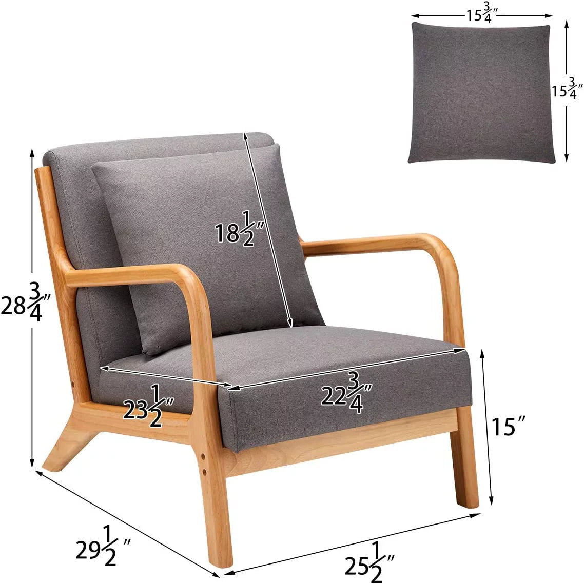 Gray Upholstered Accent Chair Set of 2 R319