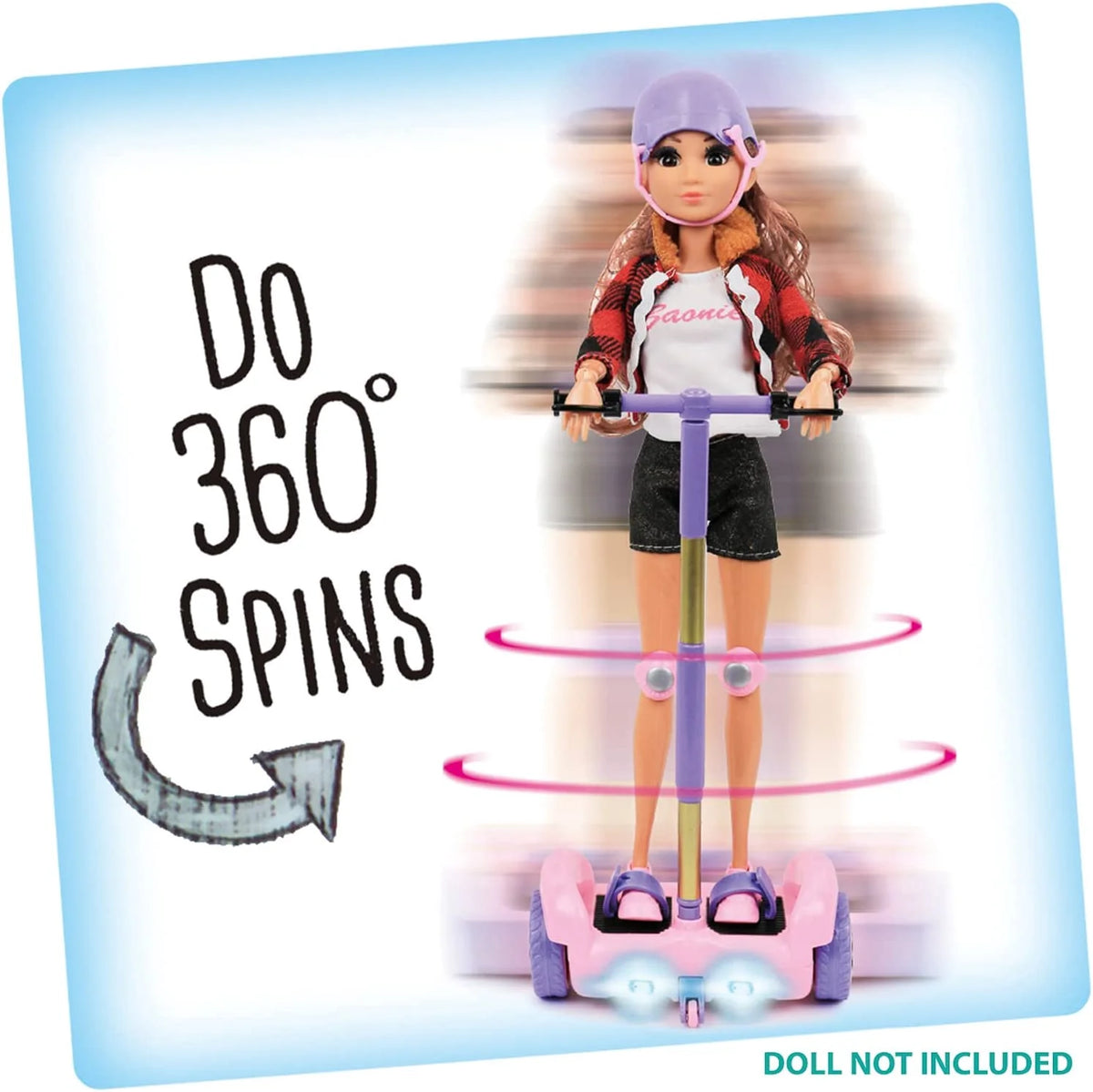Pink Hoverboard with Helmet & Kneepad Accessories for 12" Dolls T339576