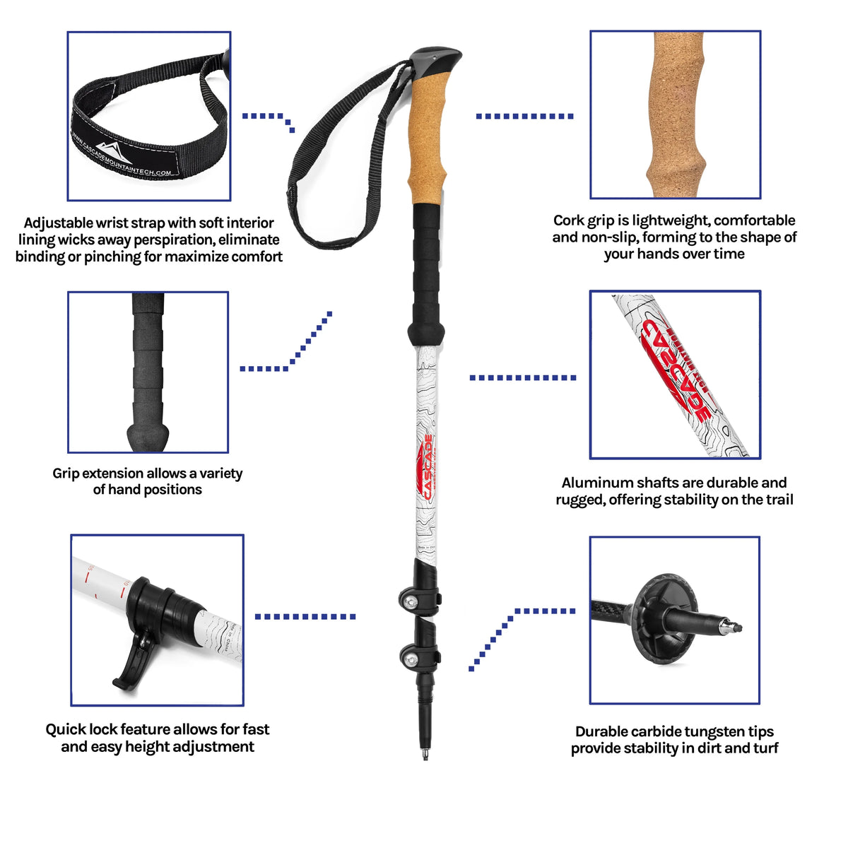 Carbon Fiber Cork Grip Trekking Poles E532