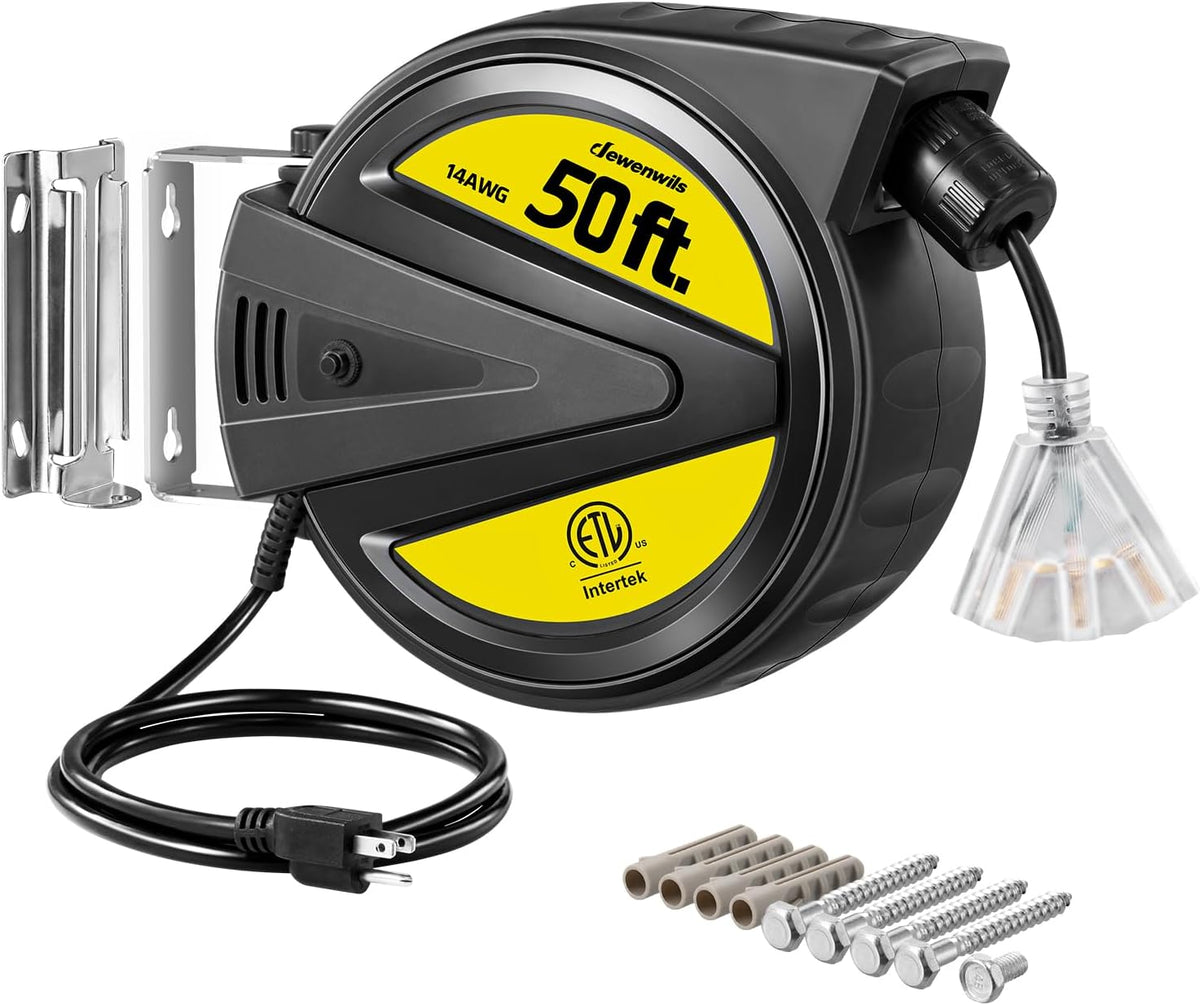 50FT Heavy Duty Retractable Extension Cord Reel I98435