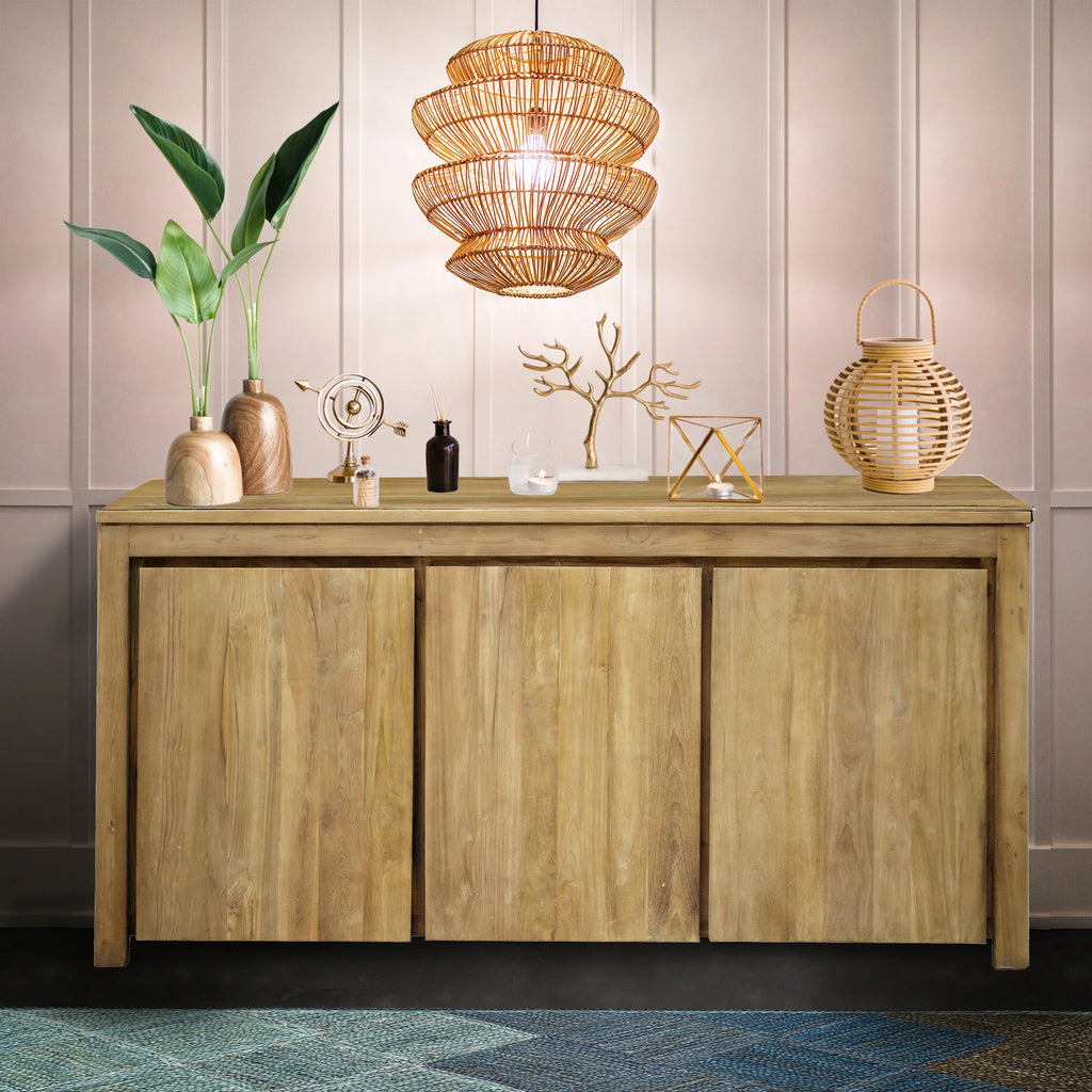 Recycled Teak Wood Buffet With 3 Doors Z456070