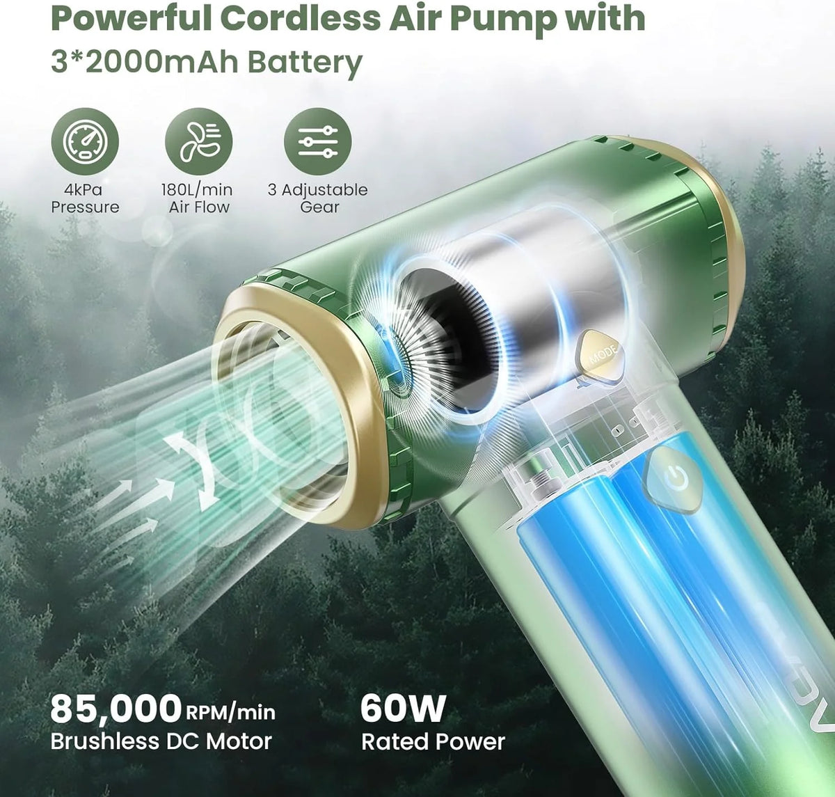 Portable Electric Air Pump with 2000mAh Battery E977